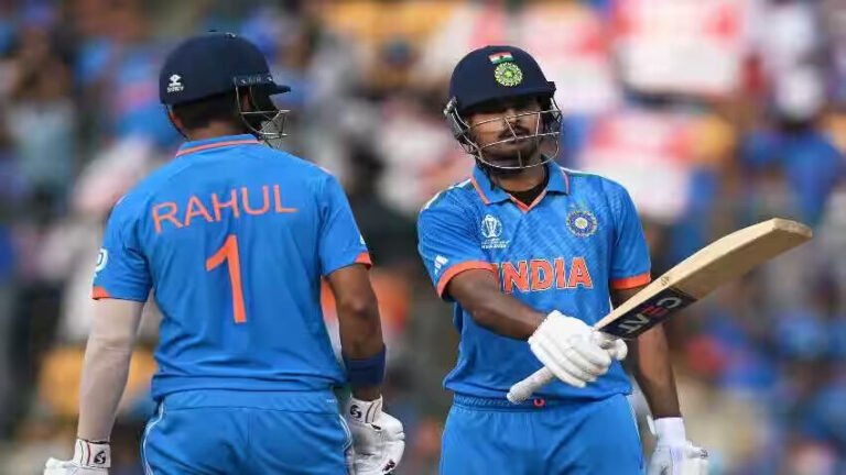 India Batsmen Shreyas Iyer and KL Rahul. India Vs Australia World cup 2023 final.