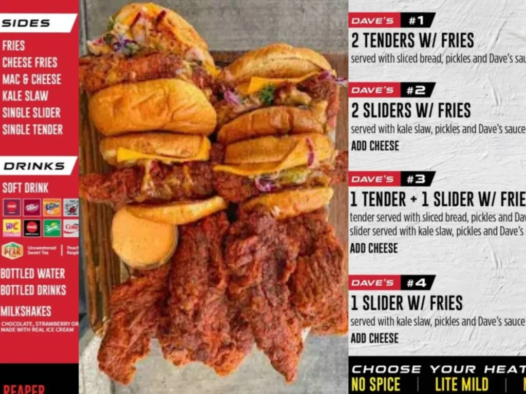 Dave's Hot Chicken Menu Card